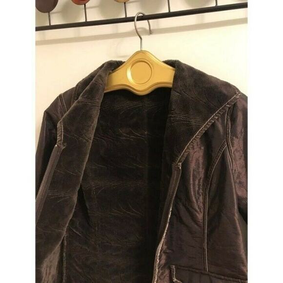 Bernardo Long Sleeve Zipper closure Brown jacket relaxed collared sz pxs satin - Picture 5 of 8